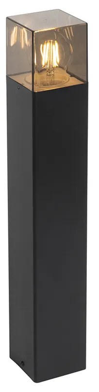 Stojąca lampa ogrodowa czarna 50 cm IP44 z przydymionym szkłem - Denmark