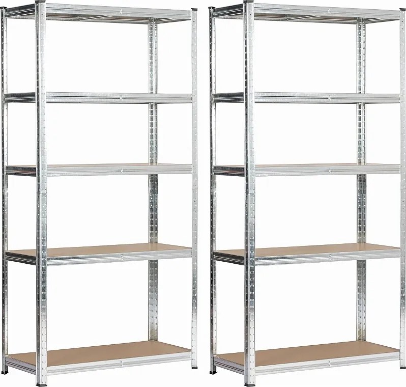 2x REGAŁ METALOWY 90x40x180 SREBRNY