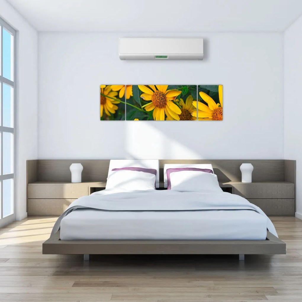 Obraz żółtych kwiatów (170x50 cm)
