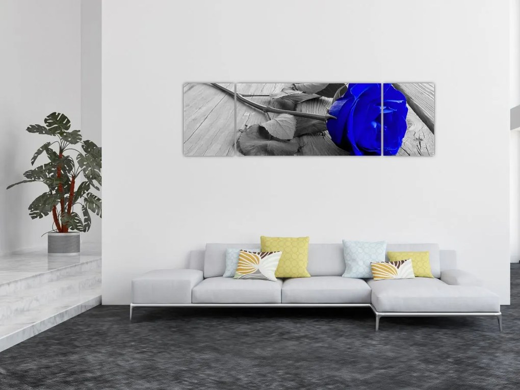 Obraz - Niebieska róża (170x50 cm)