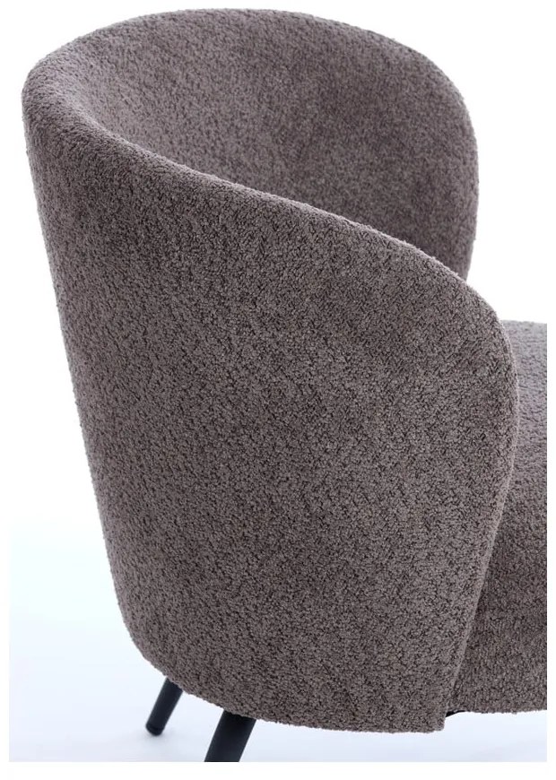 Ciemnobrązowy fotel z materiału bouclé Dieyda – Light &amp; Living