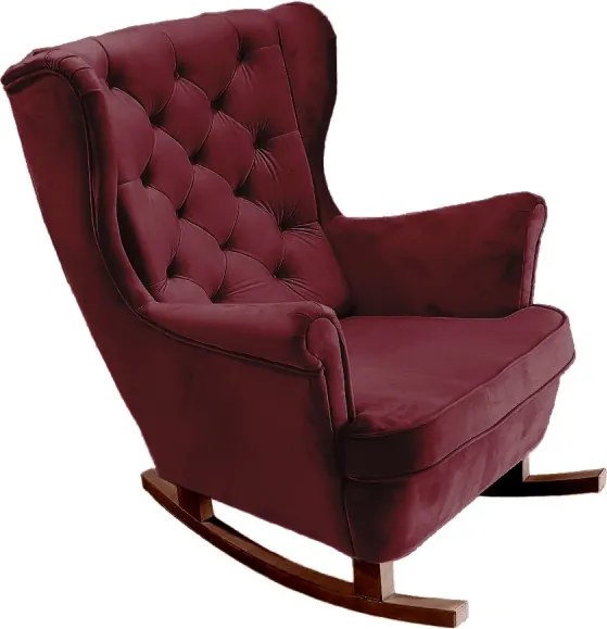 Fotel USZAK bujany tapicerowany z podłokietnikami, kolor Burgundowy tkanina MAGIC VELVET