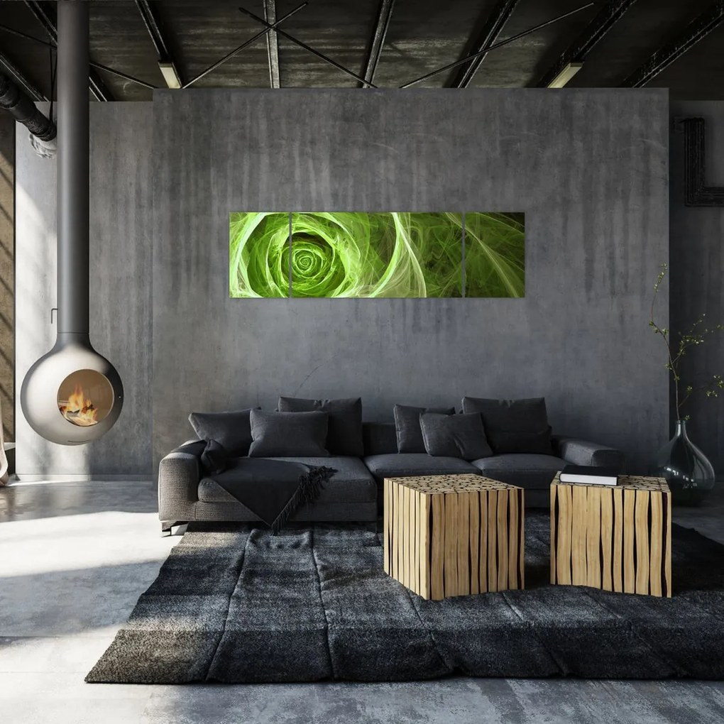 Obraz - Abstrakcyjny zielony róż (170x50 cm)