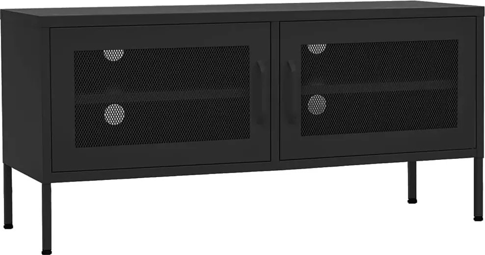 Czarna metalowa szafka RTV z drzwiczkami H1-T84