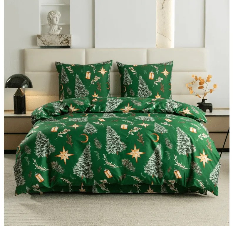 PrzytulneMieszkanie.pl PrzytulneMieszkanie.pl Pościel z mikrofibry GREEN CHRISTMAS zielone Rozmiar pościeli: 2 szt 70 x 90 cm | 200 x 220 cm