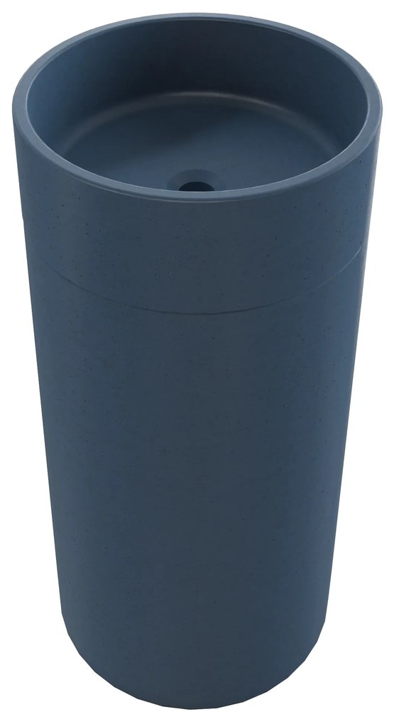 Umywalka betonowa wolostojąca bez otworu na baterię DELIS | Różne kolory : Kolor - Niebieski denim, Podłączenie syfonu - Do ściany