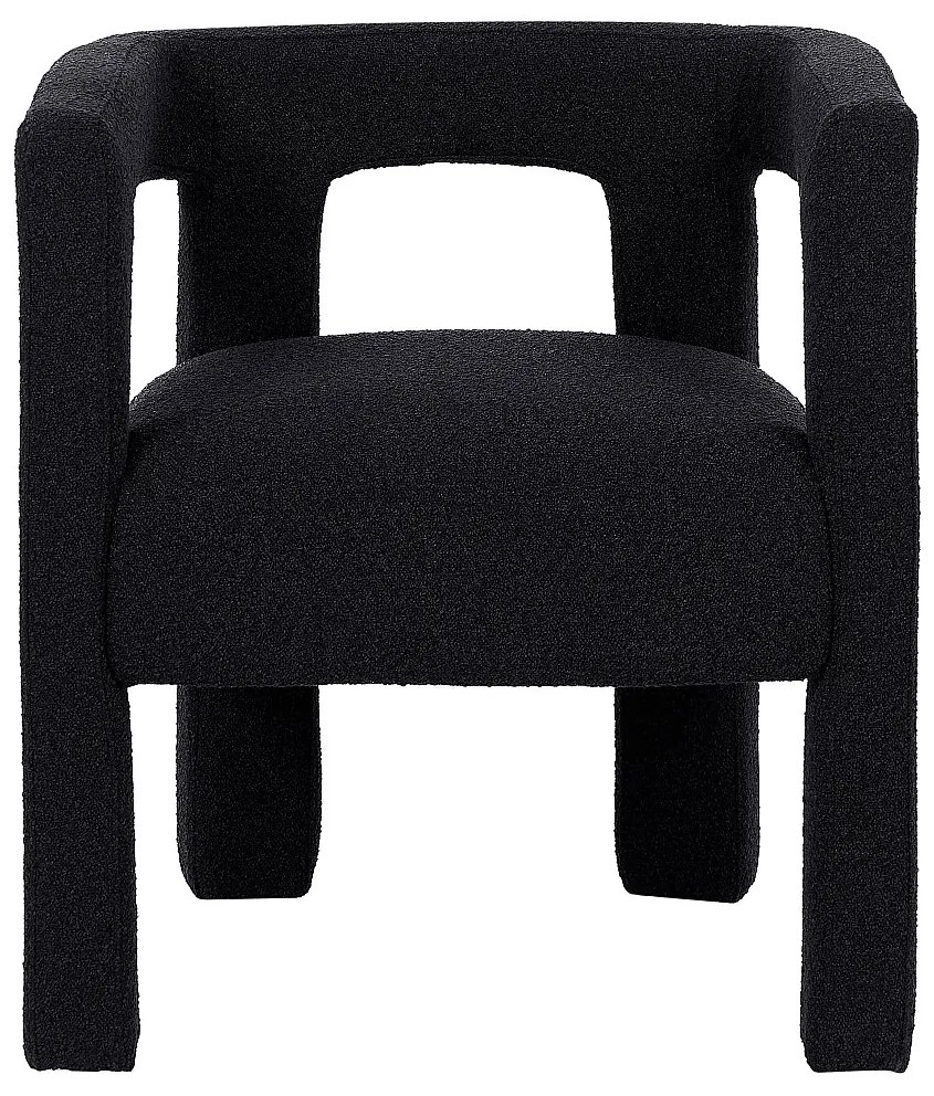 Krzesło z podłokietnikami z bukli i metalu - Czarny - SOFANA marki Pascal Morabito