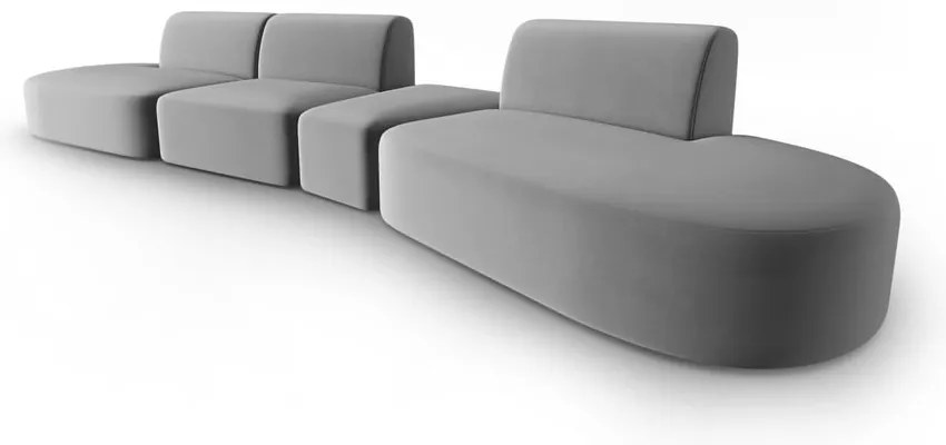 Szara aksamitna sofa prawostronna 428 cm Paolo – Milo Casa