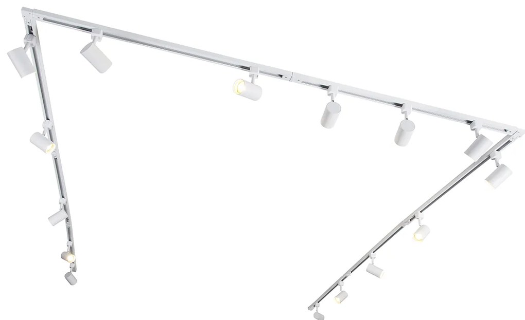 Nowoczesny 1-fazowy system oświetlenia szynowego z 15 reflektorami biały - Iconic Jeana