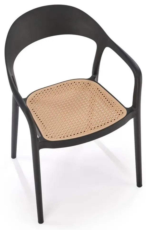 Krzesło K530 czarne/beżowe z tworzywa PVC HALMAR
