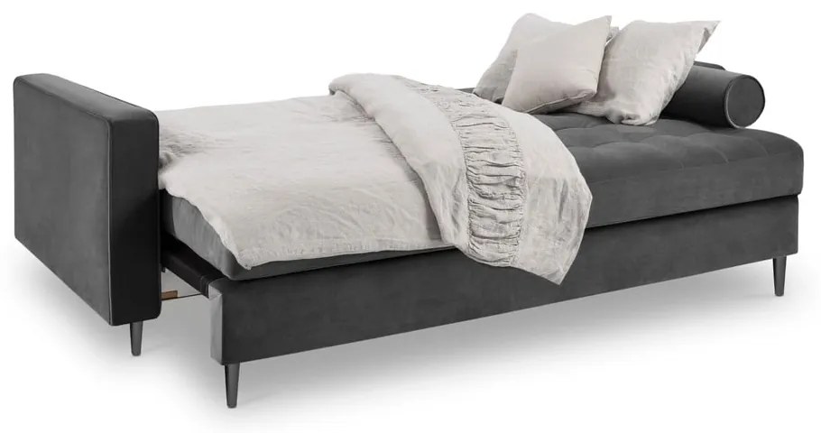 Ciemnoszara aksamitna rozkładana sofa Milo Casa Santo