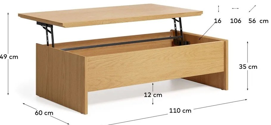 Stolik w dekorze dębu 60x110 cm Abilen – Kave Home