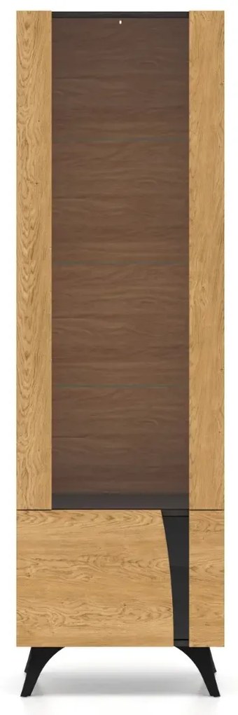 Witryna do salonu HESTIA 1W1D 58cm dąb/czarna lewa ML MEBLE