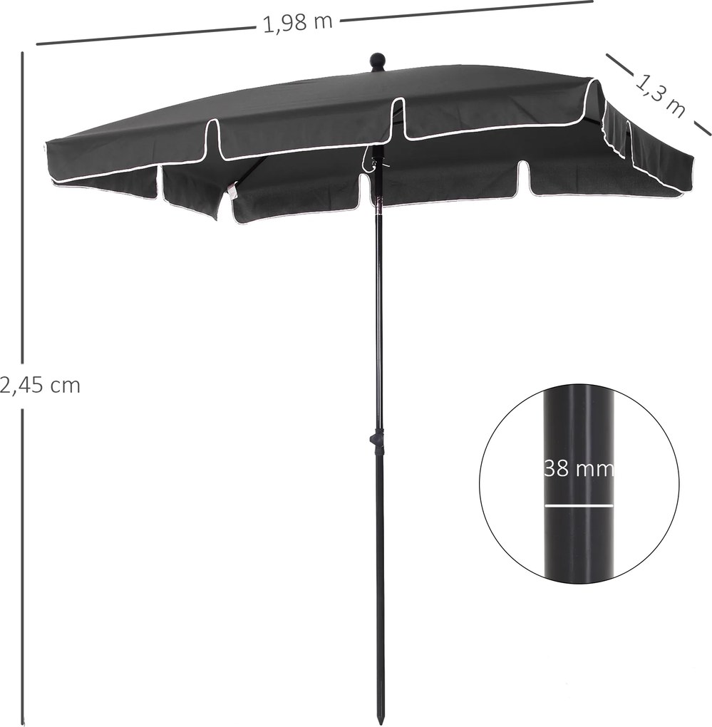 Outsunny Parasol Ogrodowy Składany Ochrona UV Szary Czarny Stylowy i Praktyczny do Ogrodu Balkonu Plaży | Aosom PL