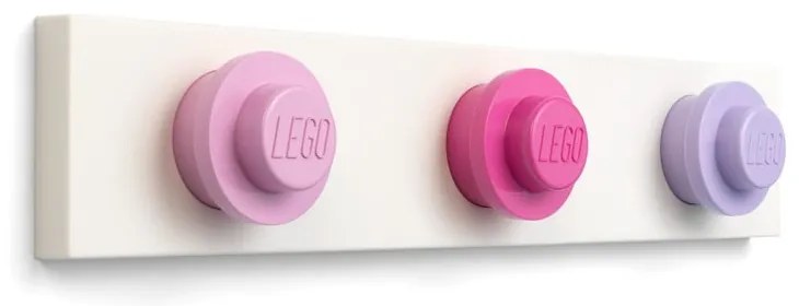 Wieszak ścienny w jasnoróżowym, ciemnoróżowym i ciemnoszarym kolorze LEGO®
