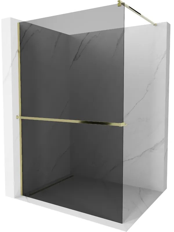 Mexen Kioto+ ścianka prysznicowa z półką Walk-in 120 x 200 cm, grafit, złota - 800-120-121-50-40