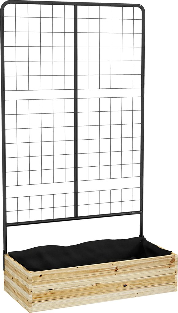 Outsunny Łóżko Ogrodowe Wysokie z Podporą Drewniana Skrzynia na Kwiaty Grządka Ziołowa Donica Naturalne Drewno 80x38x145cm | Aosom PL