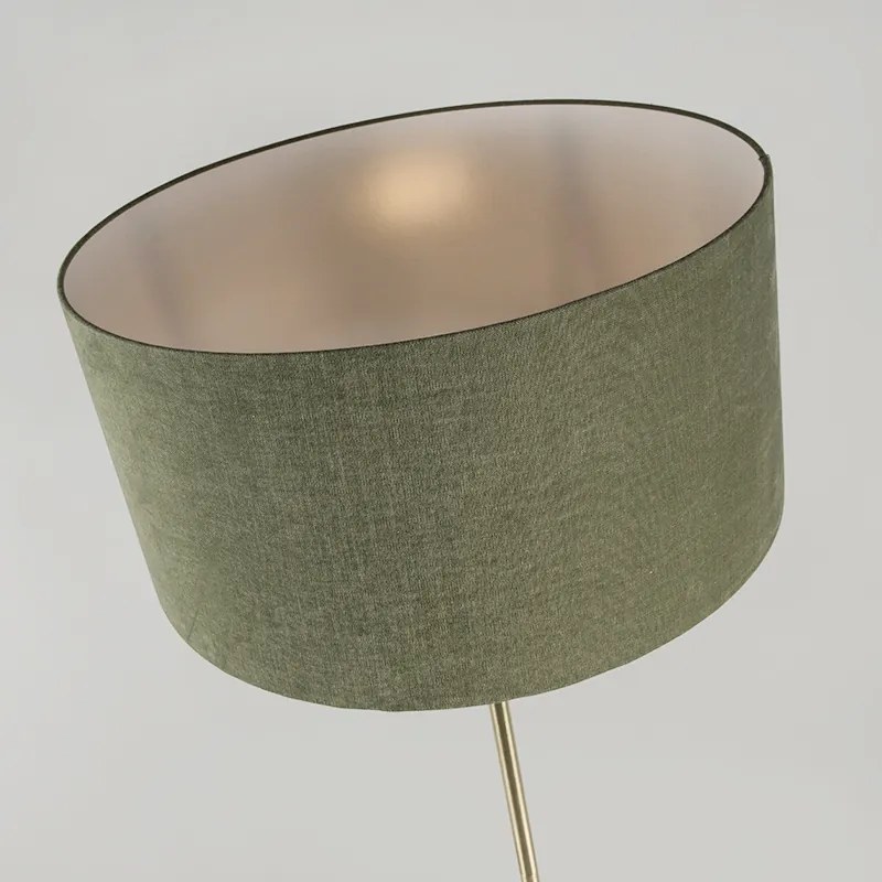 Lampa stojąca mosiężna z zielonym kloszem 50 cm - Kaso Nowoczesny Oswietlenie wewnetrzne