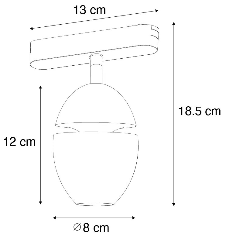 Nowoczesny czarny reflektor do systemu szynowego jednofazowego z LED - Magnetic Eggy