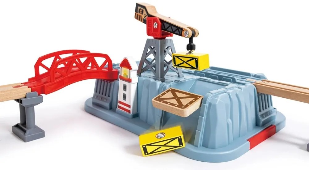 Hape Zestaw kolejowy w pudełku – Przystań