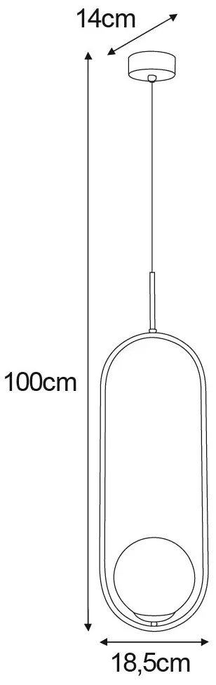 Lampa wisząca elipsa z białym kloszem - A198-Anoba