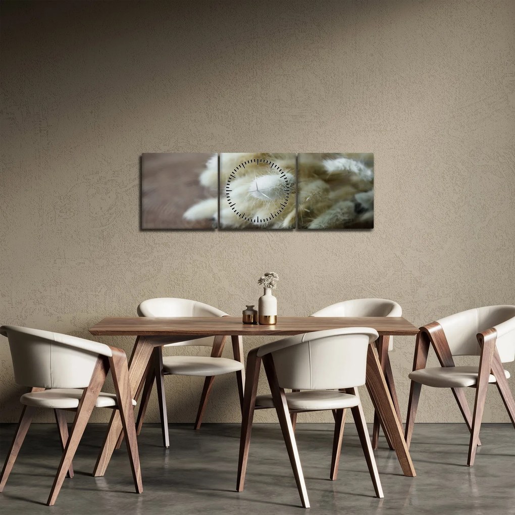 Obraz - Zajęczy ogonek (z zegarem) (90x30 cm)