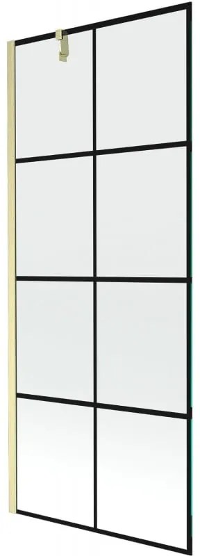 Mexen Next parawan nawannowy 1-skrzydłowy 80 x 150 cm, czarny wzór, złoty szczotkowany - 895-080-000-00-77-55
