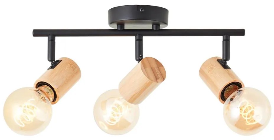 Brilliant - Oprawa punktowa KERRY 3xE27/40W/230V czarna/bambus