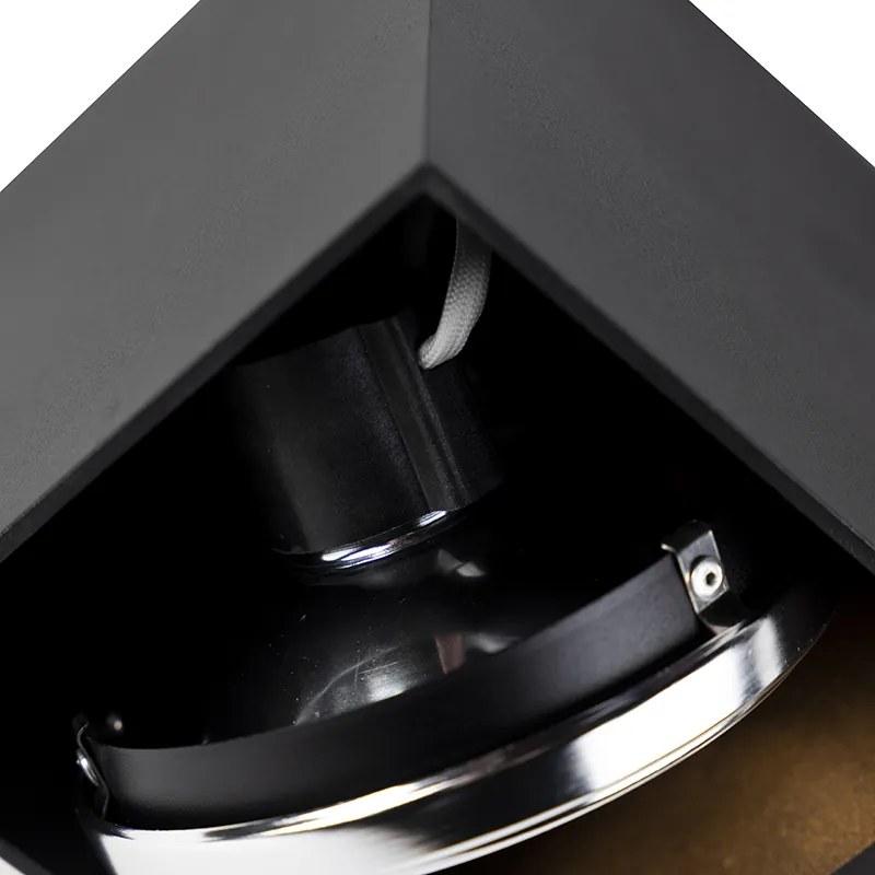 Designerski reflektor czarny prostokątny 2-światłowy - Box Nowoczesny Oswietlenie wewnetrzne