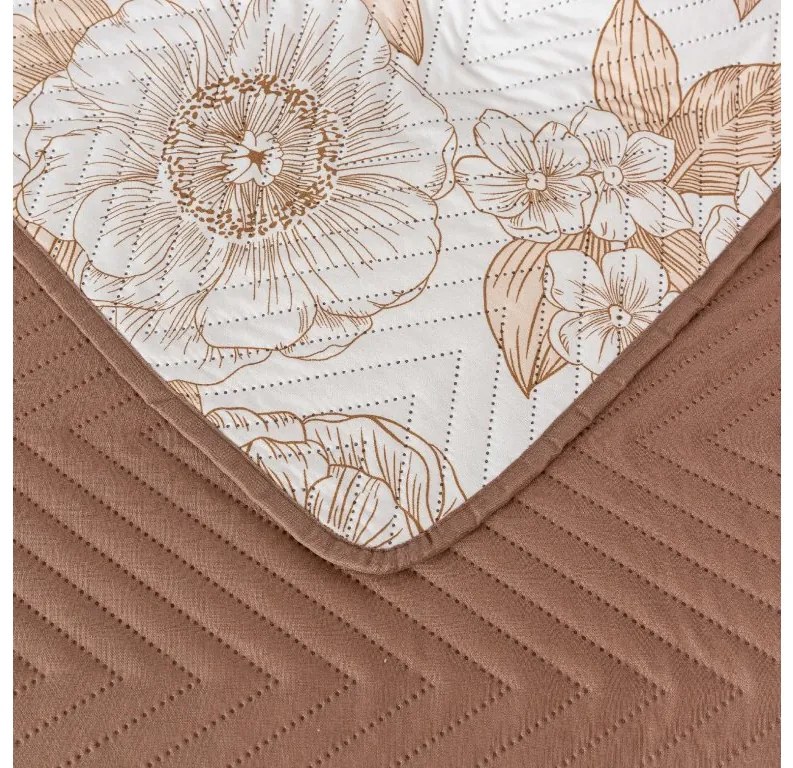 Narzuta na łóżko PETALIS kremowy / brązowy Rozmiar: 220 x 240 cm