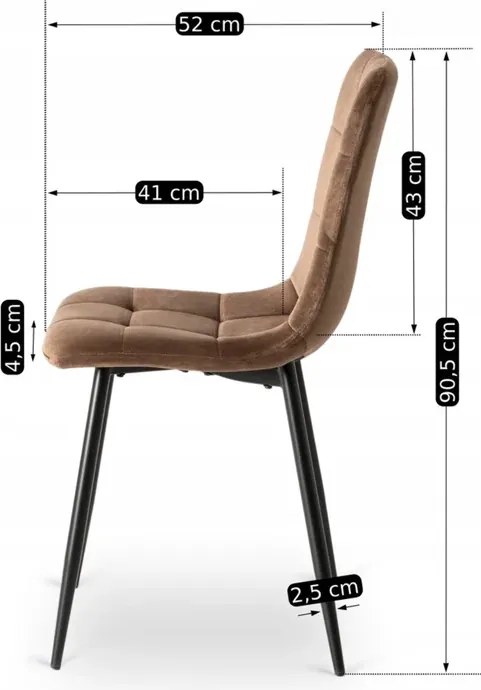Zestaw Stół Okrągły LAUREN 80 cm Dąb Złoty/Czarny i 4 Krzesła PERU Brązowe