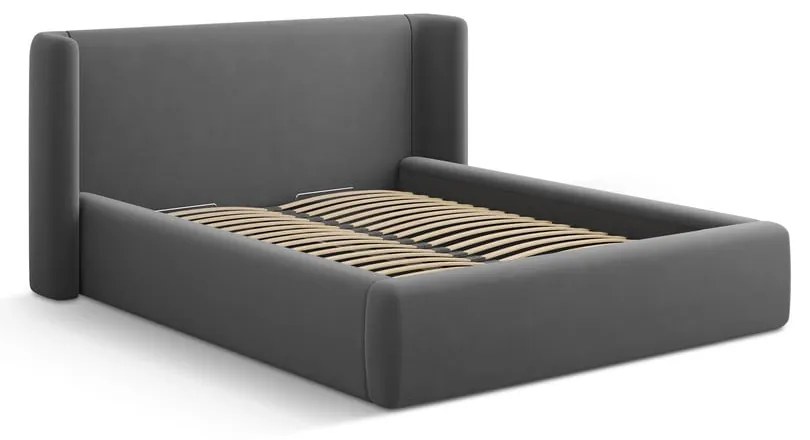 Szare tapicerowane łóżko dwuosobowe ze schowkiem ze stelażem 180x200 cm Jason – Windsor &amp; Co Sofas