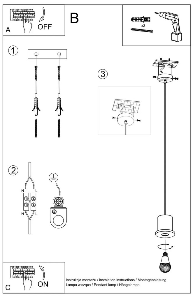 Lampa wisząca BONO beton SOLLUX  LIGHTING