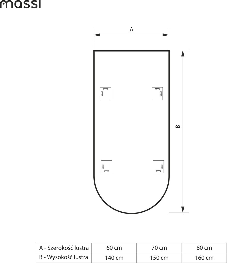 Lustro portalowe z podświetleniem ARCH Rise LED | Różne rozmiary | Różne kolory : Kolor tafli szkła - Brąz, Rozmiar - 80 x 160 cm
