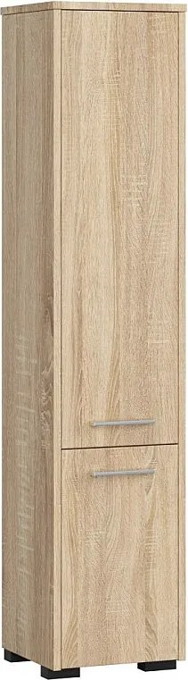 Słupek łazienkowy AKORD FIN Dąb Sonoma 30 cm 2 drzwi kolor Dąb Sonoma mat 5 półek 30x30x140 cm