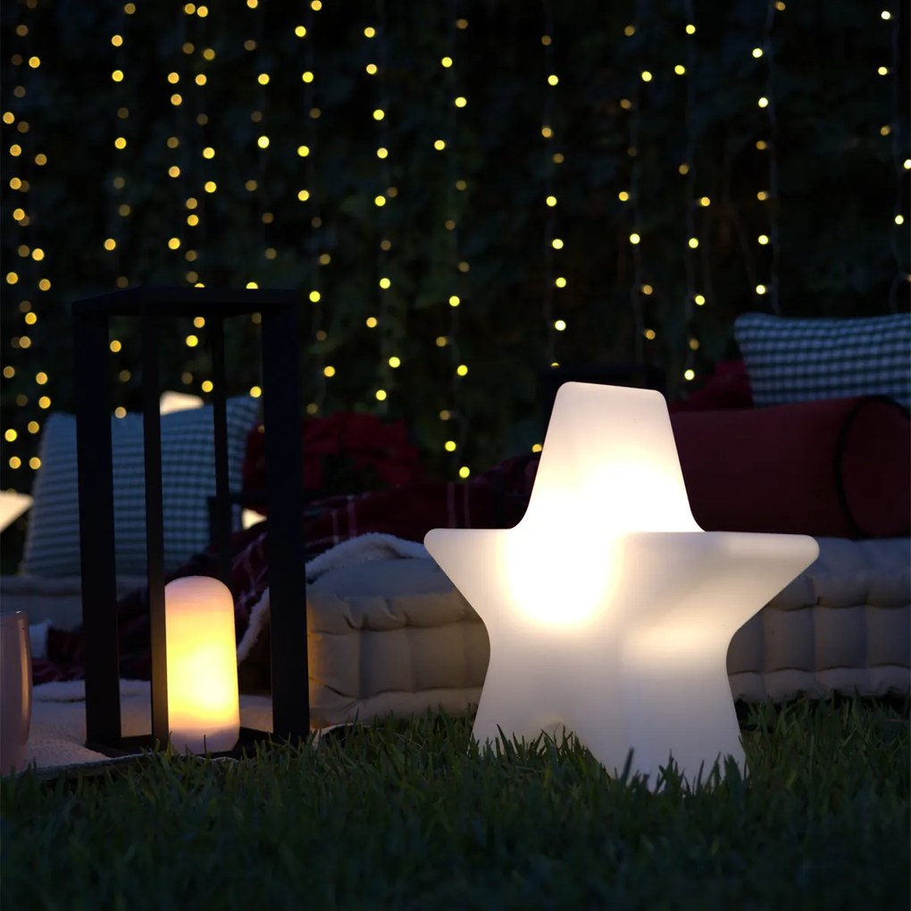 Lampka podłogowa świąteczna biała 45 cm z dołączonym, ładowanym solarnie LED RGBW - Nova