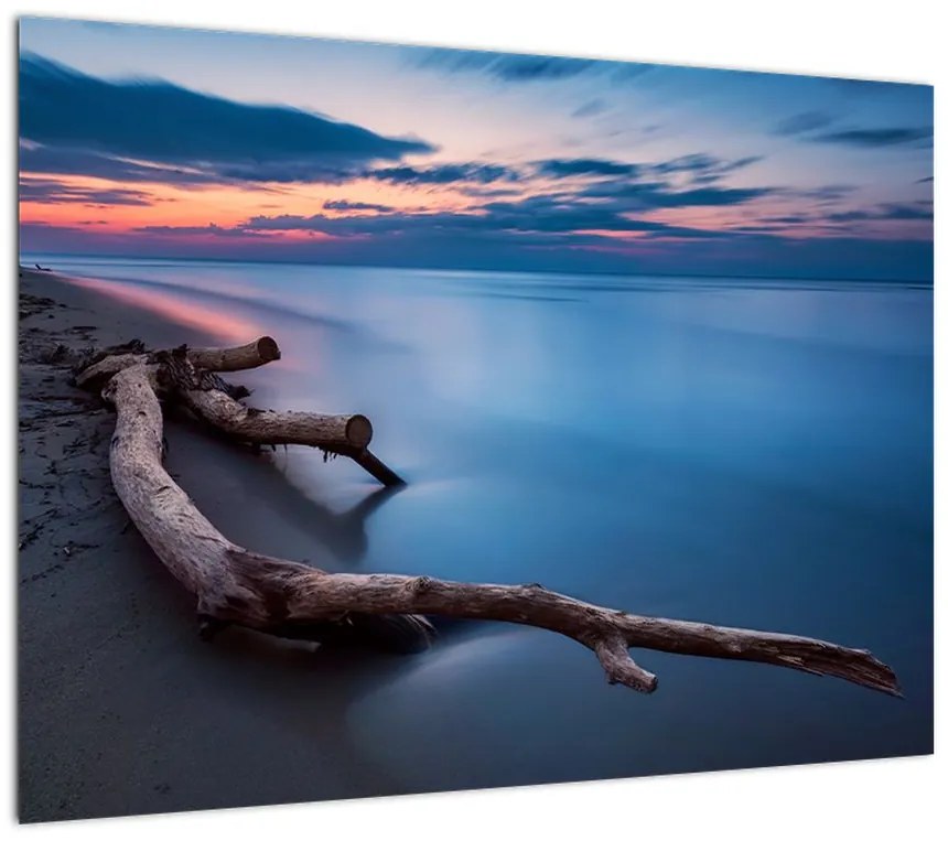 Obraz plaży o zachodzie słońca (70x50 cm)