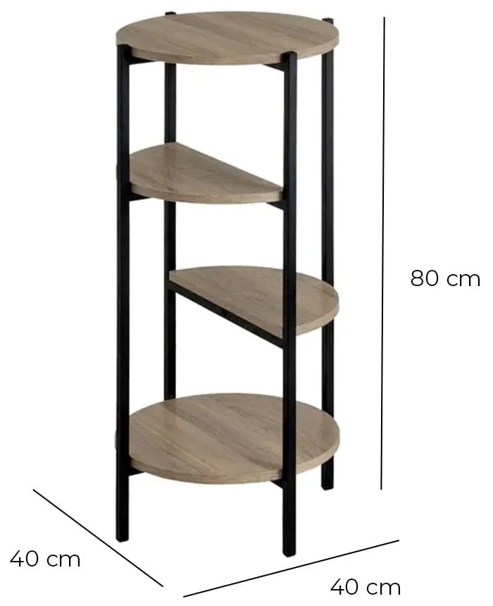 Czarny regał w dekorze dębu 40x80 cm – Casa Selección