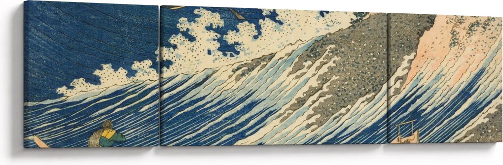Obraz - Katsushika Hokusai, Fishing Boats at Choshi in Shimosa (Soshu Choshi) , reprodukcje (170x50 cm)