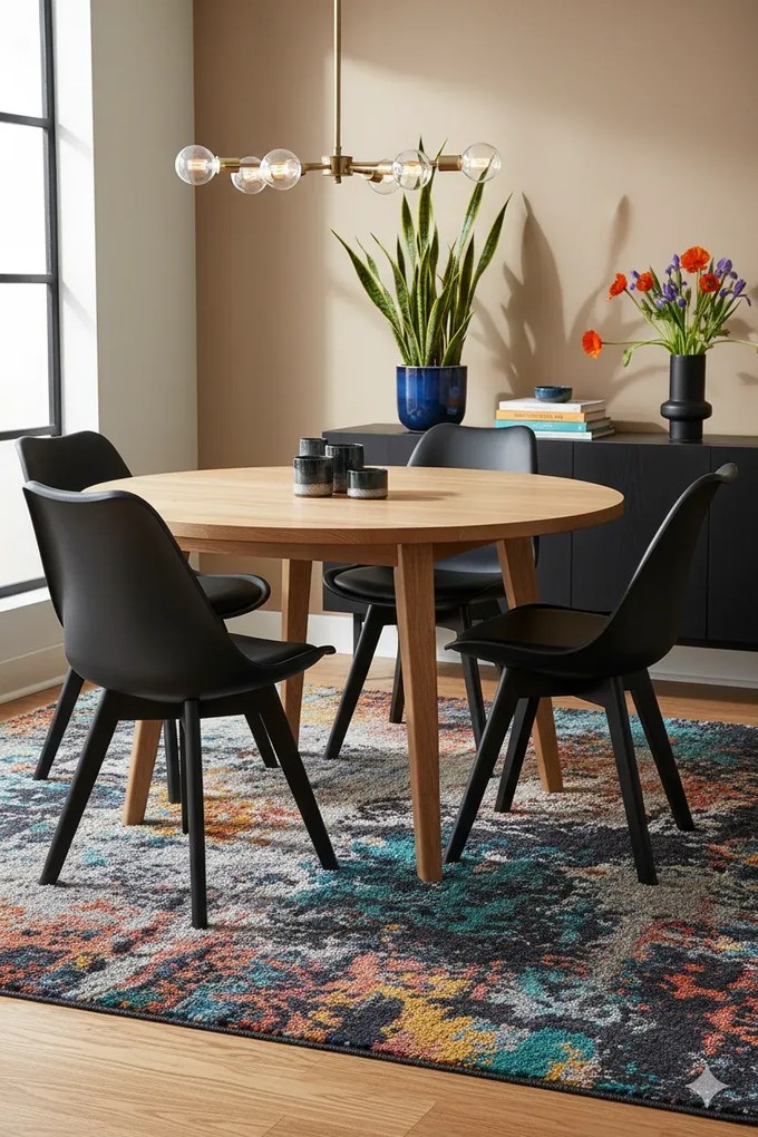 Komplet Czarnych Krzeseł Kuchennych Z Czarną Podstawą 4 Szt. P1-M39