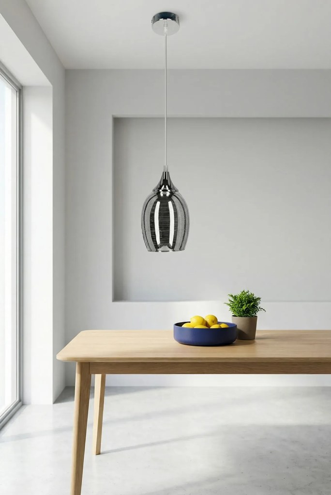 Nowoczesna wisząca lampa ze szklanym kloszem - D145 H3-T62