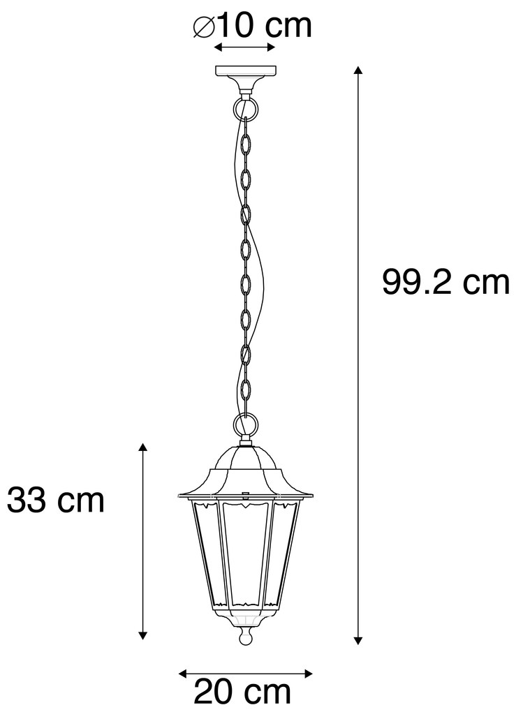 Zewnetrzna Klasyczna lampa wisząca zewnętrzna czarna IP44 - Havana Up klasyczny/Antyczny Oswietlenie zewnetrzne