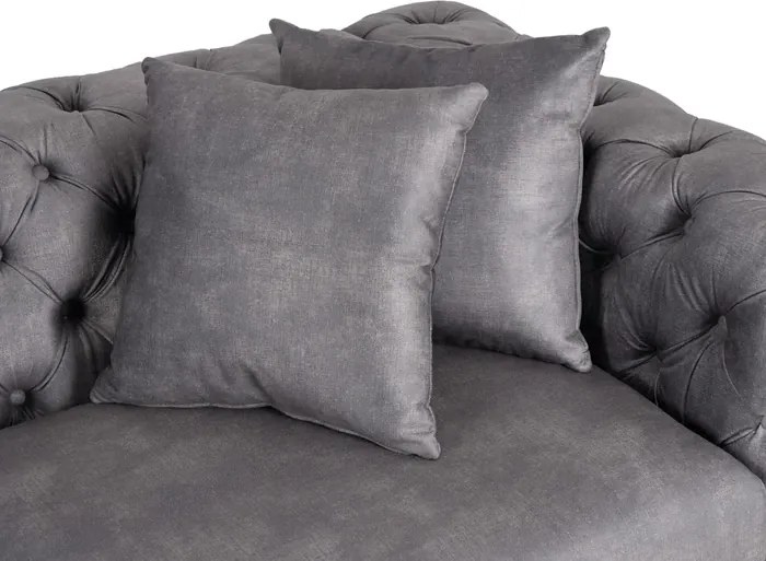 Sofa SORRENTO 3S Trzyosobowa Szara Welurowa Glamour