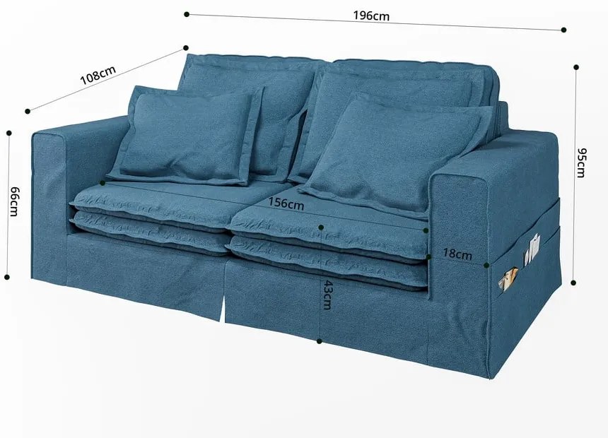 Niebieska sofa 196 cm Nora – Ropez