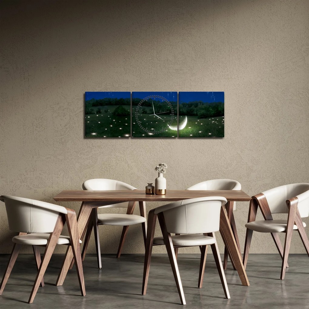 Obraz - Spadające niebo (z zegarem) (90x30 cm)