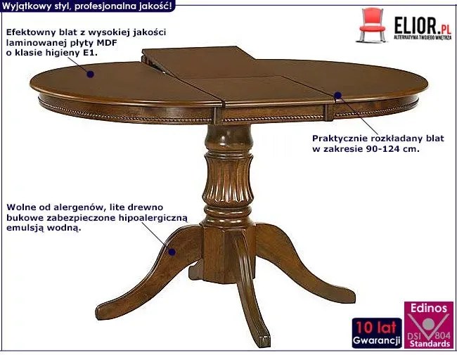Stół rozkładany ciemny orzech S6-M23
