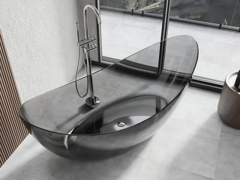 Mexen Vea wanna wolnostojąca transparentna 180 x 80 cm, black, korek chrom - 58091808013