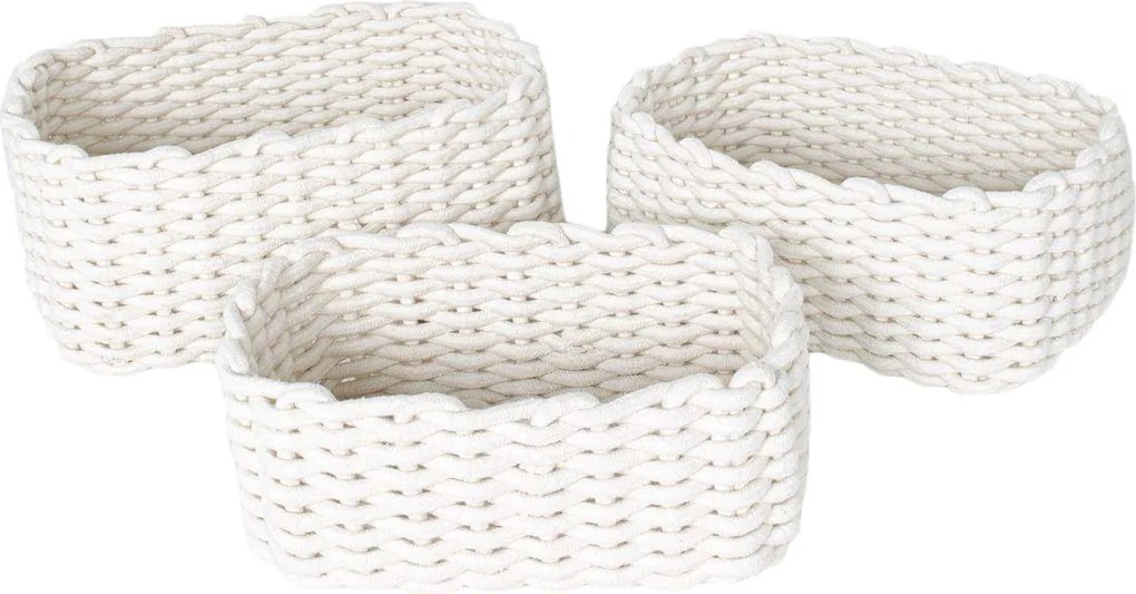 Koszyki do przechowywania z bawełny Kargo, skandynawski splot, 3 sztuki