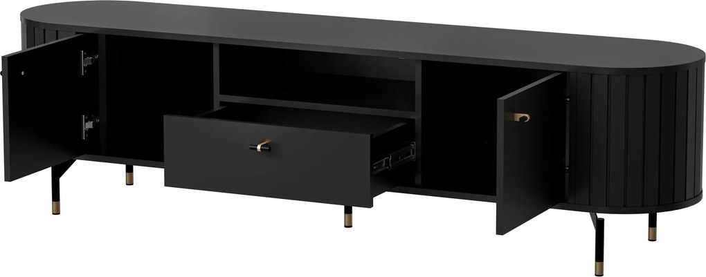 Szafka RTV stojąca THIRA 180,1 cm do Salonu pod Telewizor 1 Szuflada - Czarny