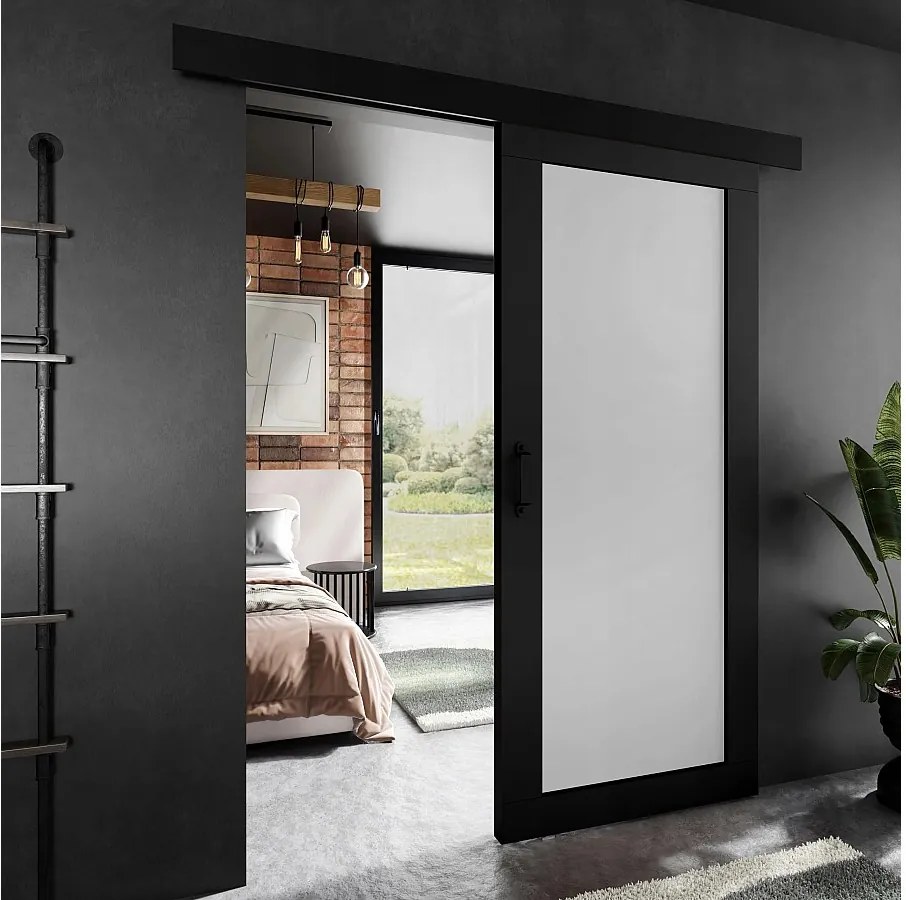 Drzwi przesuwne PALADIO 1 z maskownicą czarny i biały 106 cm